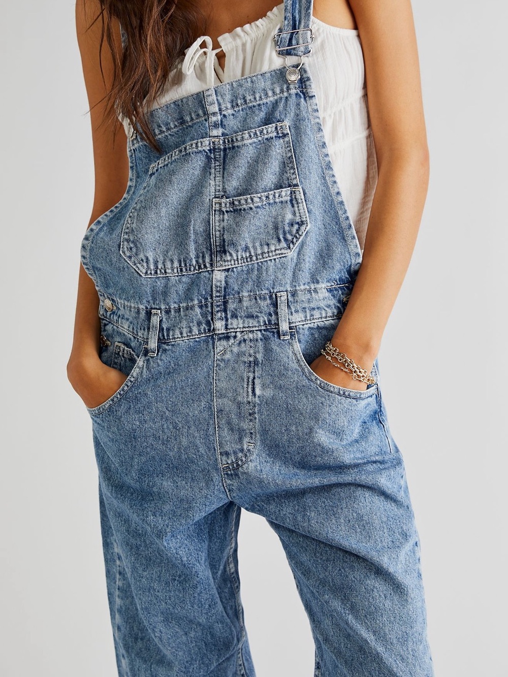 We The Free Powder Blue Ziggy Overalls S